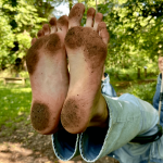 Photos of @PupDelius’ forest barefooting adventure